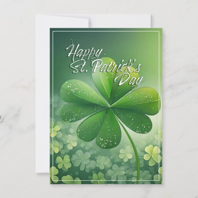 Green Shamrocks Happy St. Patrick's Day (7) c (Front)