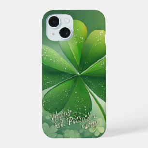Green Shamrocks Happy St. Patrick's Day (7) c iPhone 15 Case