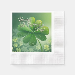 Green Shamrocks Happy St. Patrick's Day (7) c Napkin