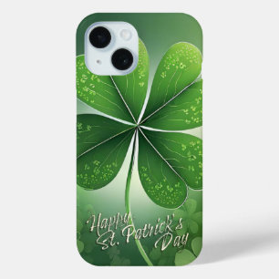 Green Shamrocks Happy St. Patrick's Day (8) c iPhone 15 Case