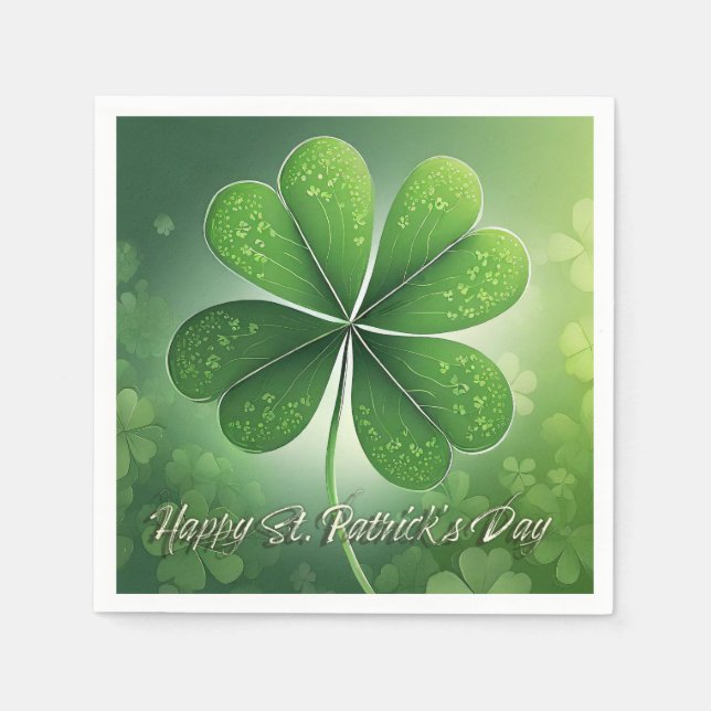 Green Shamrocks Happy St. Patrick's Day (8) c Napkin (Front)