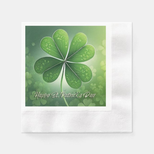 Green Shamrocks Happy St. Patrick's Day (8) c Napkin (Front)