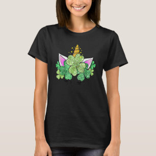Green Shamrocks Irish Cute Unicorn Girls St Patric T-Shirt