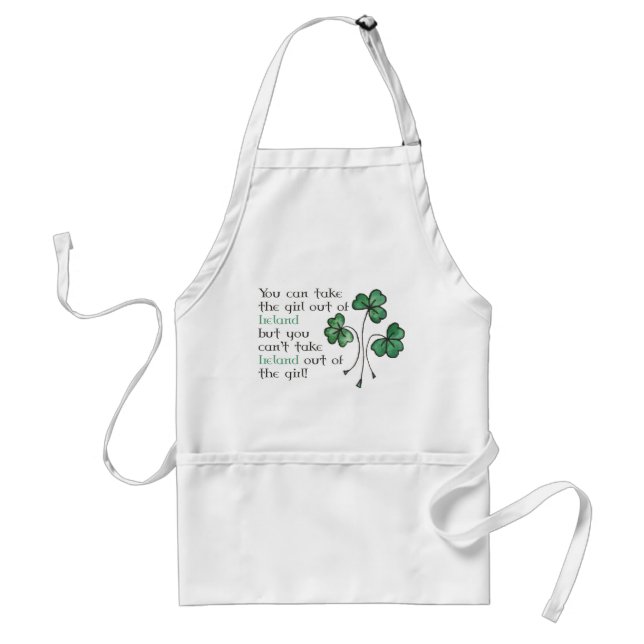 Green Shamrocks Irish Girl Quote Sturdy Apron (Front)