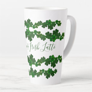 Green Shamrocks Irish Latté Mug Personalised