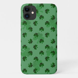 Green Shamrocks on Green Background iPhone 11 Case