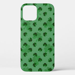 Green Shamrocks on Green Background iPhone 12 Case