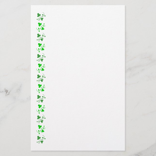 Green Shamrocks Pattern Stationery (Front)