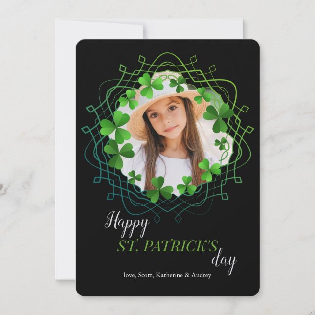 Green Shamrocks Photo Card (Front)
