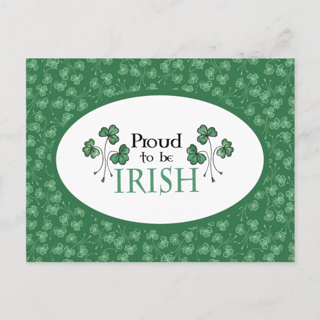 Green Shamrocks Proud to be Irish Postcard (Front)