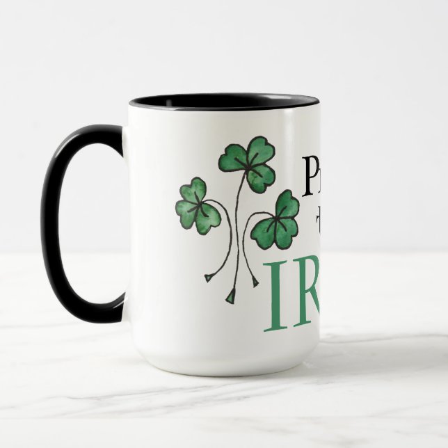 Green Shamrocks Proud to be Irish Ringer Mug (Left)