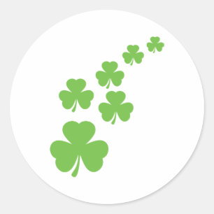 green shamrocks rain classic round sticker