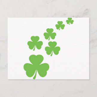green shamrocks rain postcard