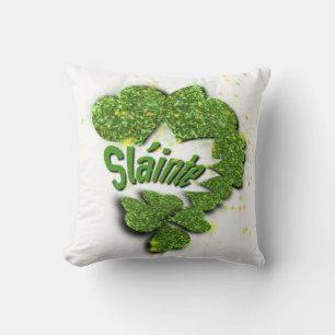Green Shamrocks sparkling hearts Shainte Throw P Cushion