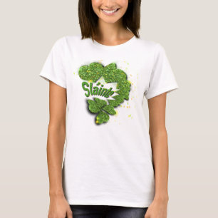Green Shamrocks   sparkling hearts ShainteT-Shirt T-Shirt