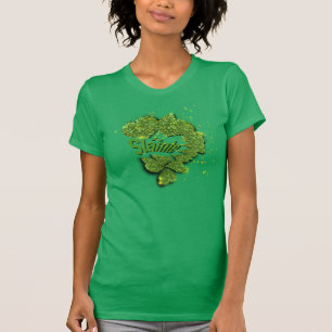 Green Shamrocks sparkling hearts ShainteT-Shirt T-Shirt
