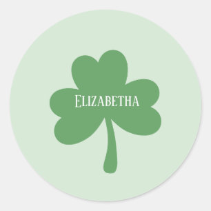 Green Shamrocks St. Patrick's Day Custom Name Classic Round Sticker