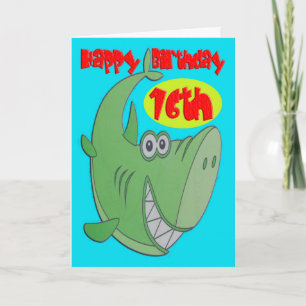 Green Shark Sixteenth Birthday Card