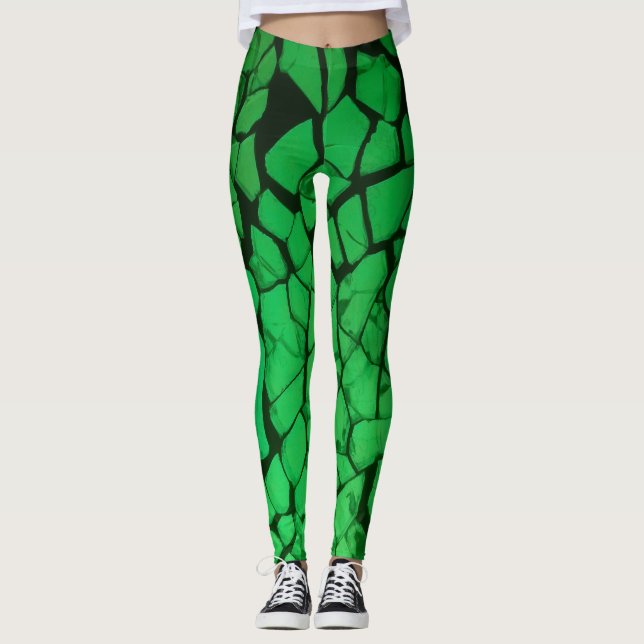 Green Shattered Glass Leggings (Front)