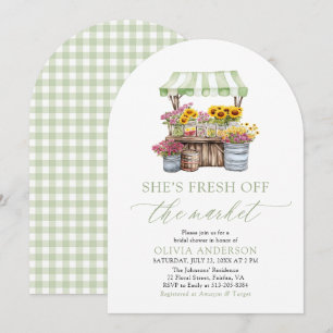 Green She’s Fresh Off The Market Bridal Shower Invitation