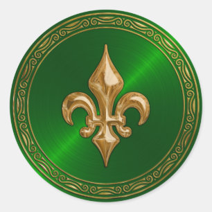 Green Sheen and Gold Fleur de Lis Envelope Seal