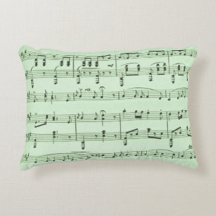 Green Sheet Music Decorative Cushion