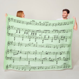 Green Sheet Music Fleece Blanket