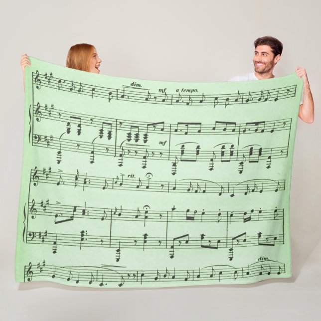 Green Sheet Music Fleece Blanket (In Situ)