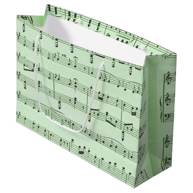 Green Sheet Music Large Gift Bag (Front Angled)