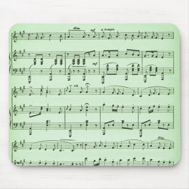 Green Sheet Music Mouse Mat (Front)