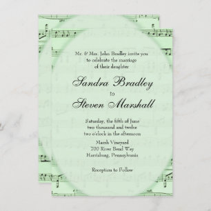 Green Sheet Music Theme Wedding Invitation