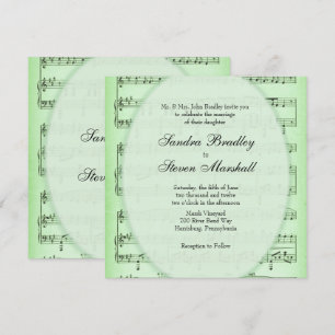 Green Sheet Music Theme Wedding Invitation