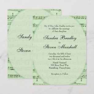 Green Sheet Music Theme Wedding Invitation