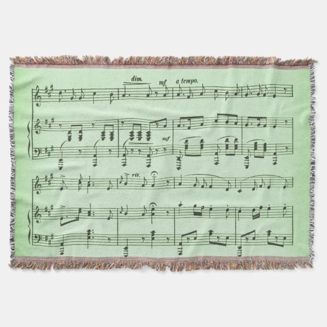 Green Sheet Music Throw Blanket (Front)