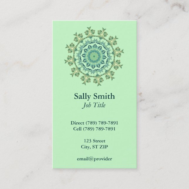 Green Shell Kaleidoscope Business Card (Front)