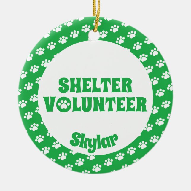 Green Shelter Volunteer Ceramic Tree Decoration (Front)