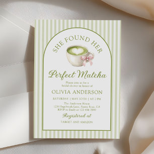 Green She's Found Her Perfect Matcha Bridal Shower Invitation