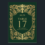 Green Shield Mediaeval Fantasy Monogram Wedding  Table Number<br><div class="desc">Celebrate with this Royal Sword & Shield Mediaeval Fantasy Monogram design. This design is perfect for couples seeking a regal yet modern mediaeval fantasy aesthetic. PLEASE NOTE: The gold featured in this design NOT real foil. Items are printed exactly as they appear on your screen when you add to the...</div>