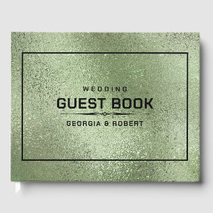 Green Shimmering iridescent texture Guest Book