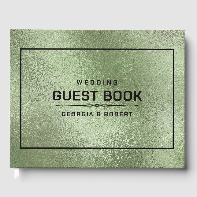 Green Shimmering iridescent texture Guest Book (Front)