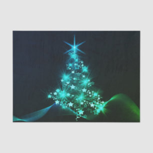 Green Shine of Stars on Christmas Tree Dark Tissue Paper