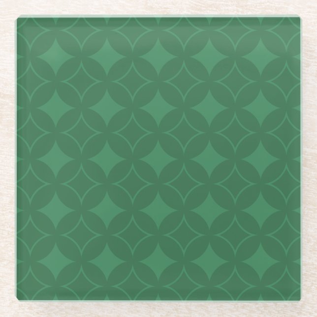 Green Shippo pattern Glass Coaster (Front)