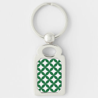 Green Shippo Rectangle Metal Keychain