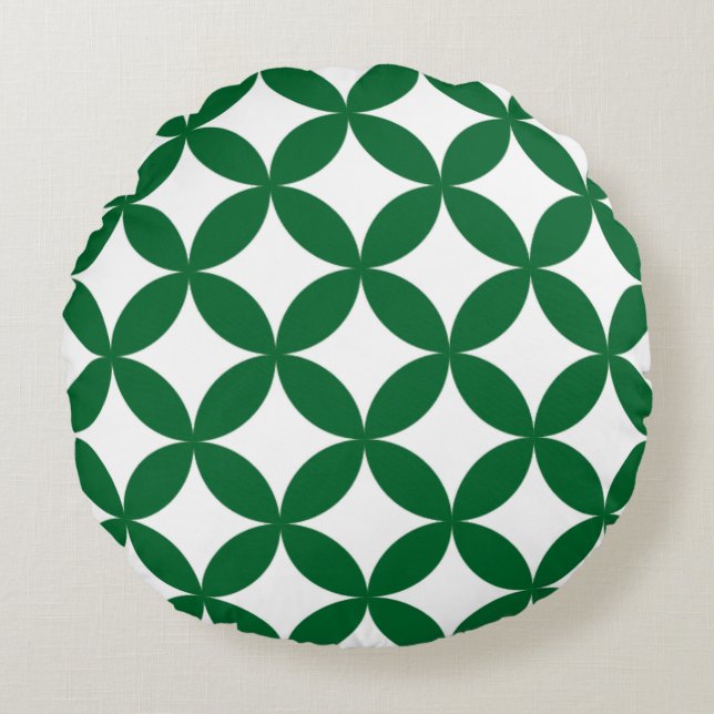 Green Shippo Round Pillow – Japanese Traditional G (Front)