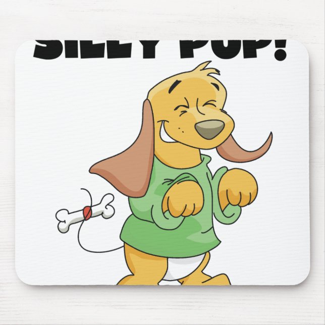 Green Shirt Silly Pup Mouse Mat (Front)