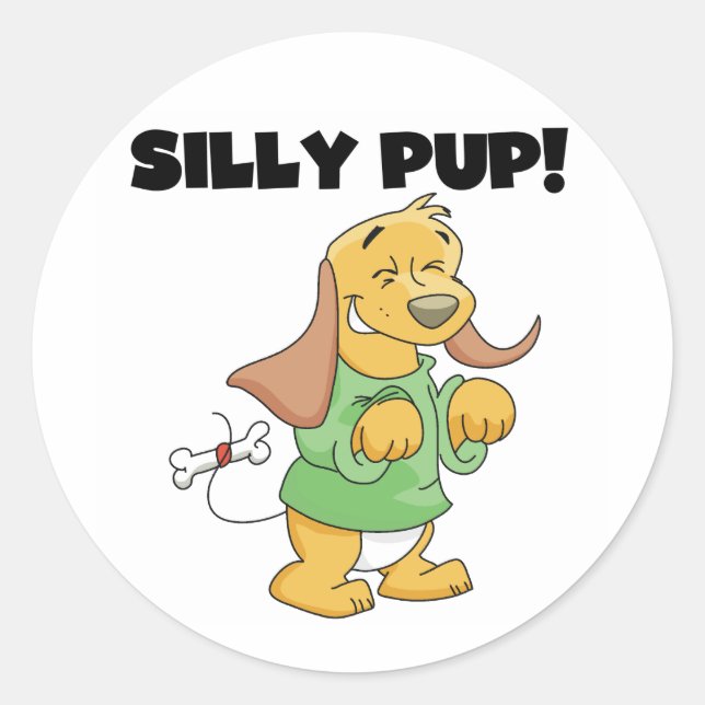 Green Shirt Silly Pup Tshirts and Gifts Classic Round Sticker (Front)