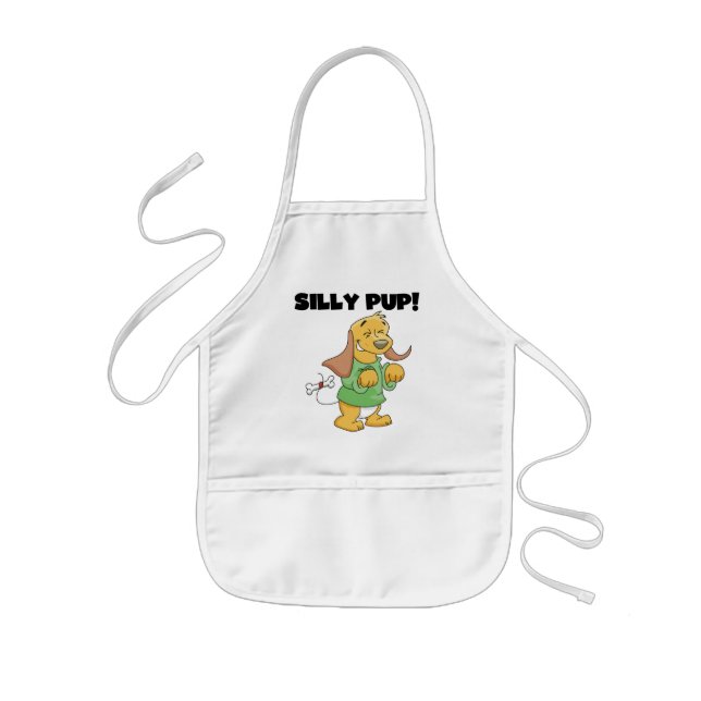 Green Shirt Silly Pup Tshirts and Gifts Kids Apron (Front)