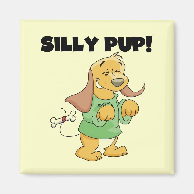 Green Shirt Silly Pup Tshirts and Gifts Magnet (Front)