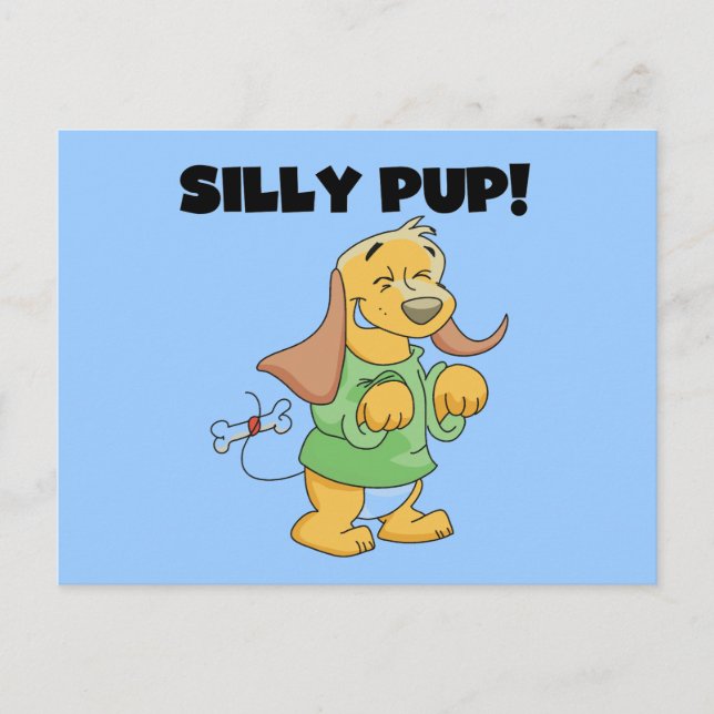 Green Shirt Silly Pup Tshirts and Gifts Postcard (Front)