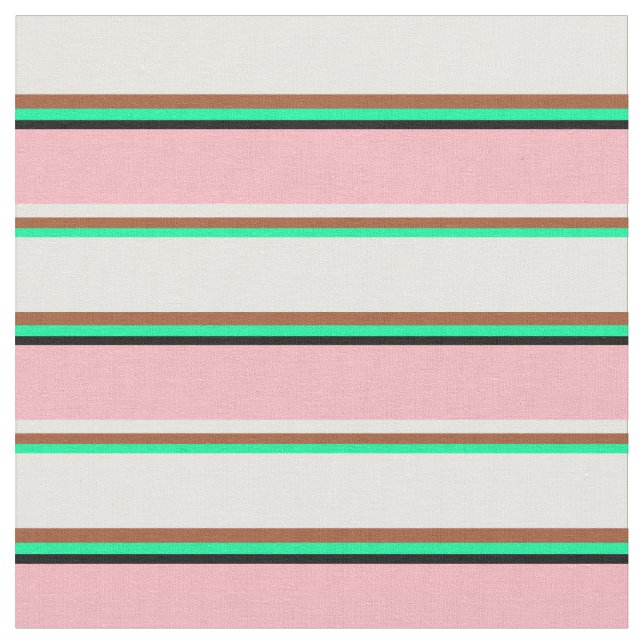 Green, Sienna, Mint Cream, Light Pink, and Black Fabric (Close Up)